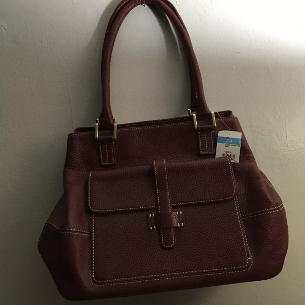 J Mclaughlin Leather Maggie Tote Bag Wine Color